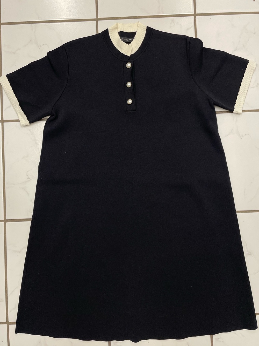 NWT Tara Jarmon Women’s Rosane Classic Black Mini Shift Dress with Pearls Size 4 - Picture 5 of 17